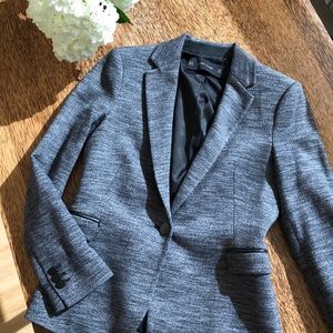 ZARA Grey blazer with leather-like trim size S